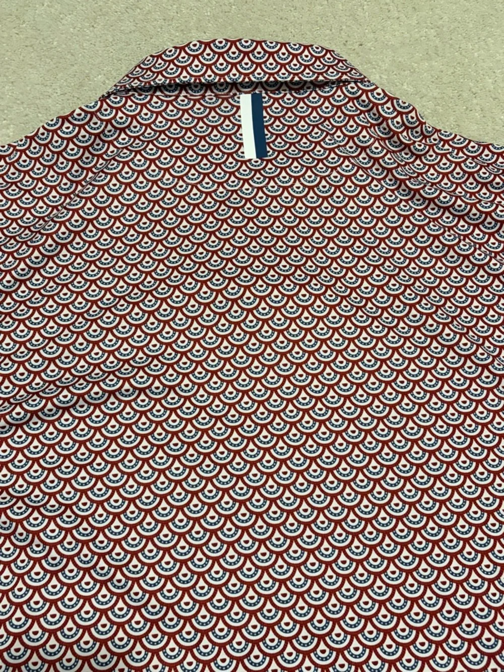 Rhoback Men's “The Bunting” Red White Navy Patterned Polo Shirt XL - Picture 5 of 6